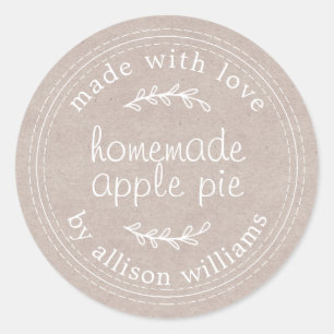 Rustige Homemade gebak Goods Apple Pie Kraft Paper Ronde Sticker