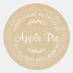 Rustige Homemade gebak Goods Apple Pie Kraft Paper Ronde Sticker