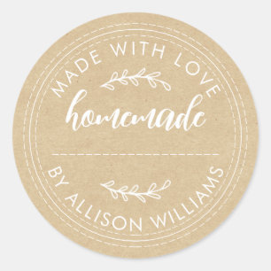 Rustige Homemade gebak Goods Jam Can Kraft Ronde Sticker