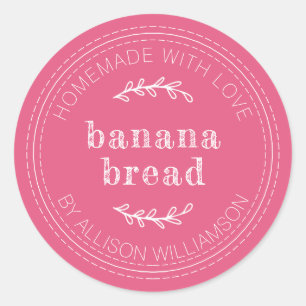 Rustige Homemade gebarsten artikelen Banana brood  Ronde Sticker