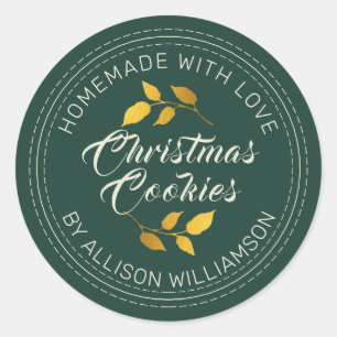 Rustige Homemade kerstkoekjes donkergroen Ronde Sticker