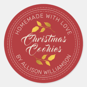 Rustige Homemade met kerstkoekjes Festive Red Ronde Sticker
