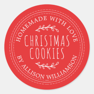 Rustige Homemade met kerstkoekjes Red Ronde Sticker