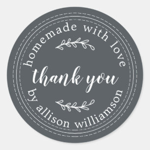 Rustige homemade met Love Kraft Paper Hartelijk da Ronde Sticker