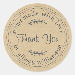 Rustige homemade met Love Kraft Paper Hartelijk da Ronde Sticker