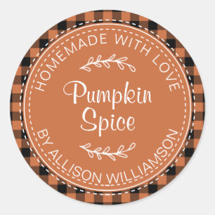 Rustige Homemade Pumpkin Spice Burnt Oranje Check Ronde Sticker