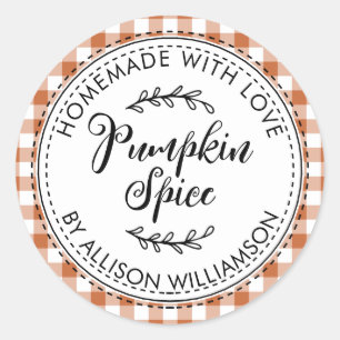Rustige Homemade Pumpkin Spice Burnt Oranje Check Ronde Sticker