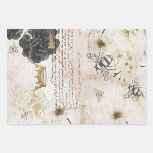 Rustige honingbijen en ontkoppeling van Rozen Inpakpapier Vel (Voorkant)