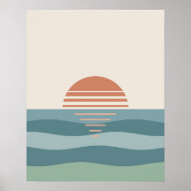 Rustige Horizon Retro Zonsondergang Pastel Modern