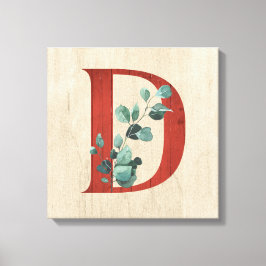 Rustige hout en eucalyptus Letter D Canvas Afdruk