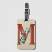 Rustige hout en eucalyptus Letter M Bagagelabel (Voorkant (verticaal))