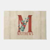 Rustige hout en eucalyptus Letter M op maat Deurmat (Voorkant)