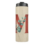 Rustige hout en eucalyptus Letter M Thermosbeker (Voorkant)