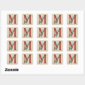 Rustige hout en eucalyptus Letter M Vierkante Sticker (Vel)