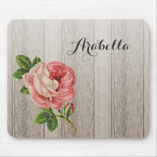 Rustige hout Roze roze roze roze roze met naam Muismat