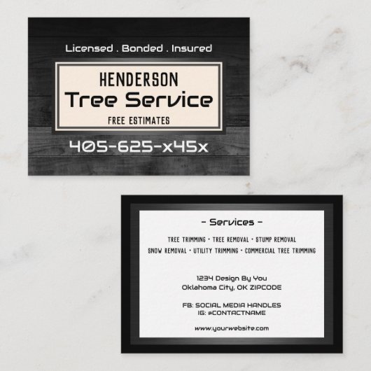 Rustige houtbomen visitekaartje (Voorkant / Achterkant)