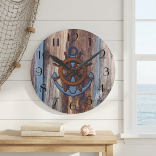 Rustige houten Anchor Nautical Wall klok