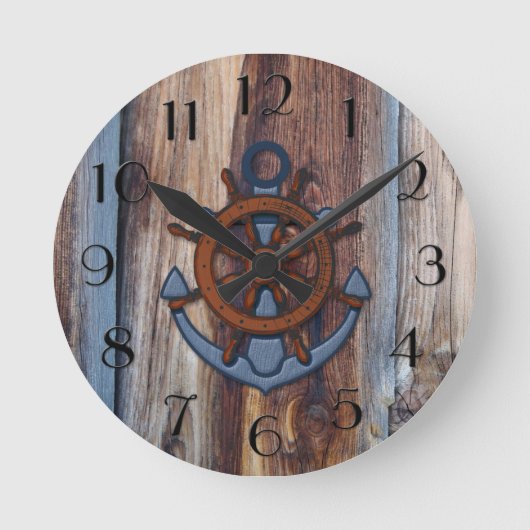 Rustige houten Anchor Nautical Wall klok (Voorkant)