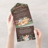 Rustige houten bossen Slaapvos Baby shower All In One Uitnodiging (Afscheurbaar)