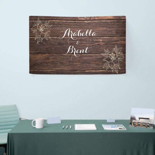 Rustige houten botanische bruiloft spandoek (Beurs)