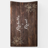 Rustige houten botanische bruiloft spandoek (Verticaal)