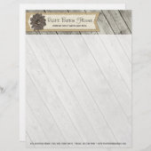 Rustige houten Button Fabric Flower & Shabby Burla Briefhoofd Ontwerp (Voorkant / Achterkant)