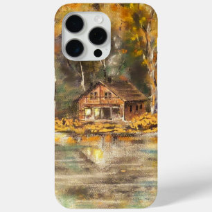 Rustige Houten Cottage Artistieke Iphone 15 Hoesje