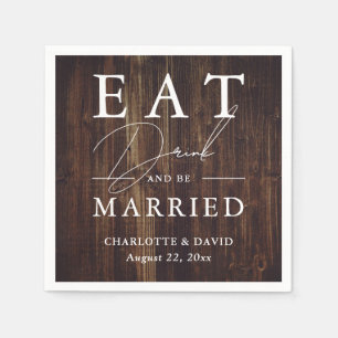 Rustige houten Drink en huwelijkshuwelijk Servet