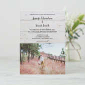 Rustige houten elegante bruiloft met fotoland kaart (Staand voorkant)