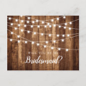 Rustige houten en lichte lichte ruiten Bridesmaid- Briefkaart (Voorkant)