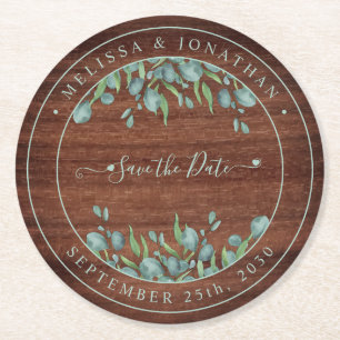 Rustige houten eucalyptus Weddenschap sparen de da Ronde Kartonnen Onderzetter