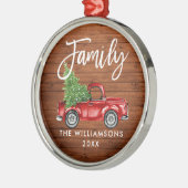 Rustige houten familie,  rood handschrift, penseel metalen ornament (Links)