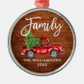 Rustige houten familie,  rood handschrift, penseel metalen ornament (Voorkant)