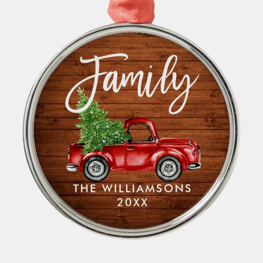 Rustige houten familie,  rood handschrift, penseel metalen ornament (Voorkant)