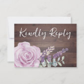 Rustige houten Floral Eucalyptus Wedding RSVP Kaar (Voorkant)