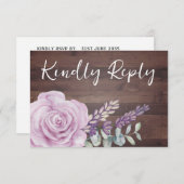 Rustige houten Floral Eucalyptus Wedding RSVP Kaar (Voorkant / Achterkant)