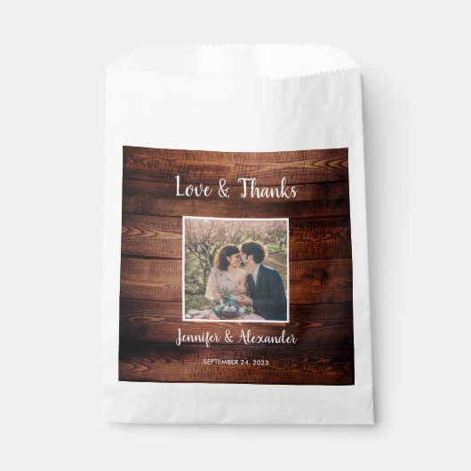 Rustige houten foto Wedding Love Bedankt Bedankzakje (Voorkant)