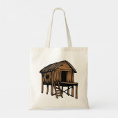 Rustige Houten Hut Traditionele Blokhut op Stelten Tote Bag (Achterkant)