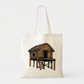 Rustige Houten Hut Traditionele Blokhut op Stelten Tote Bag (Voorkant)