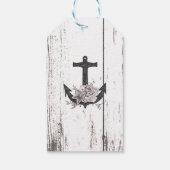 Rustige houten Kuststrand Anchor  Floral Cadeaulabel (Achterkant)