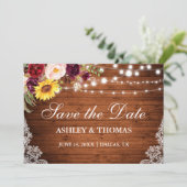 Rustige houten lampjes Gemengde vlakke kant Save The Date (Staand voorkant)