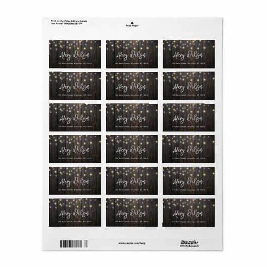 Rustige houten lights Label groot retouradres (Full Sheet)