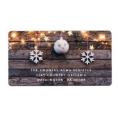 Rustige houten lights sterren Slankerend kerstfees Etiket (Voorkant)