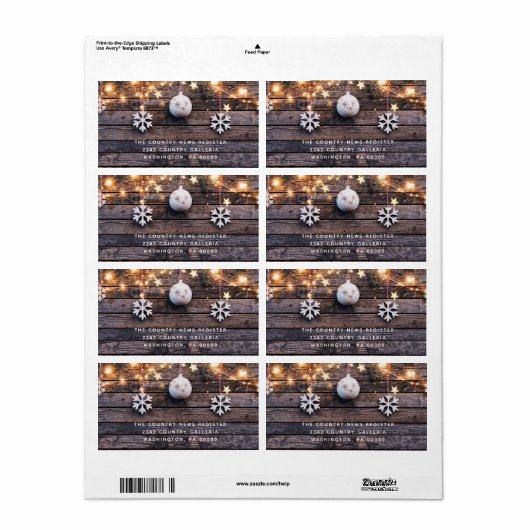 Rustige houten lights sterren Slankerend kerstfees Etiket (Full Sheet)