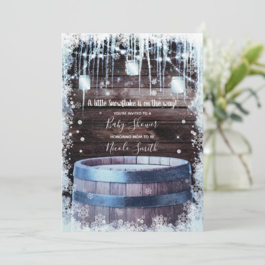 Rustige houten loop en licht WinterBaby shower Kaart (Staand voorkant)