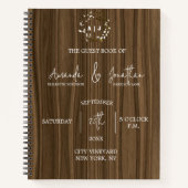 Rustige houten monogram Leaf Wedding Guest Book Notitieboek (Voorkant)