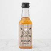 Rustige houten monogram mini-liquorflesetiket likeurfles etiket (Voorkant)