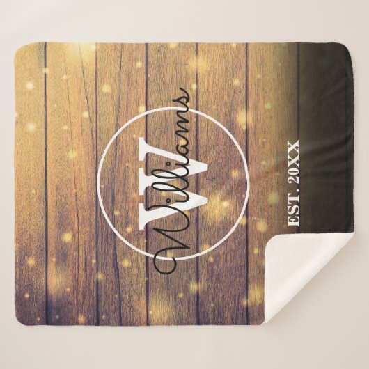 Rustige houten panelen monogram sherpa deken (Voorkant (horizontaal))
