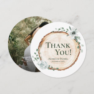 Rustige houten trouwfoto met botanicals Aangepaste Kaart