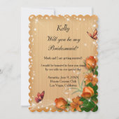 Rustige houten vlinder Bridesmaid Kaart (Voorkant)